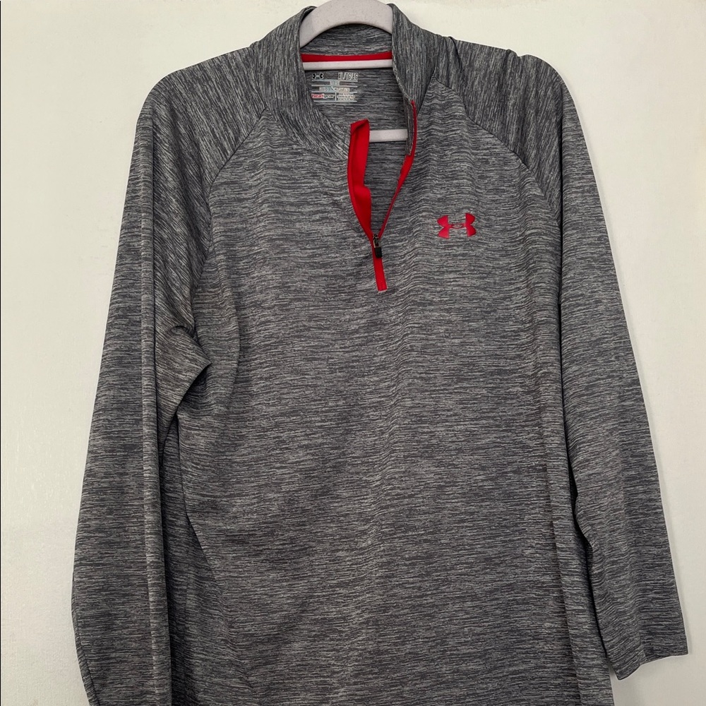 Under Armour Gray and Red Quarter-Zip Pullover